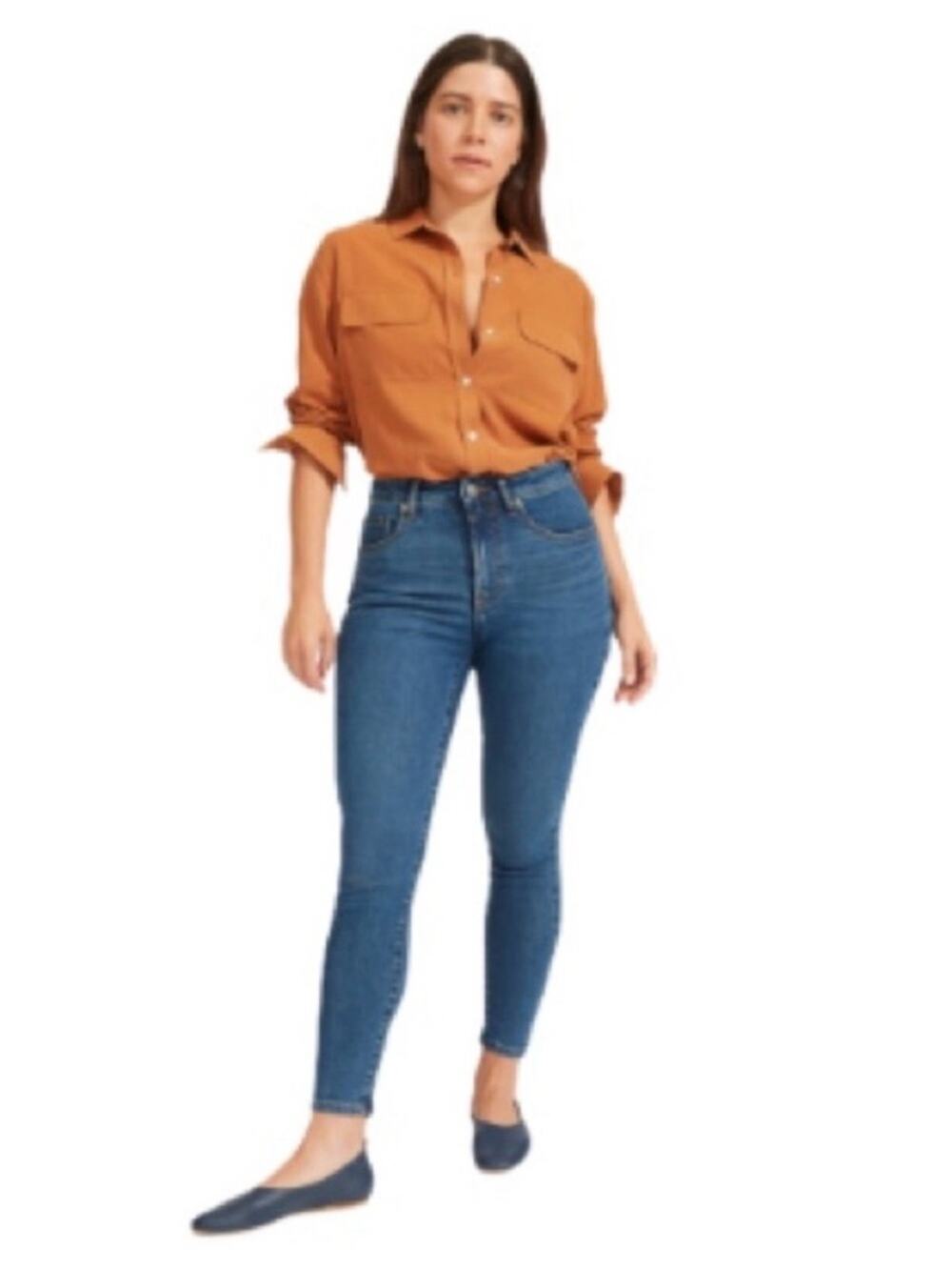 Everlane The Curvy High Rise Skinny Jeans Size 31 Medium Wash Stretch Denim